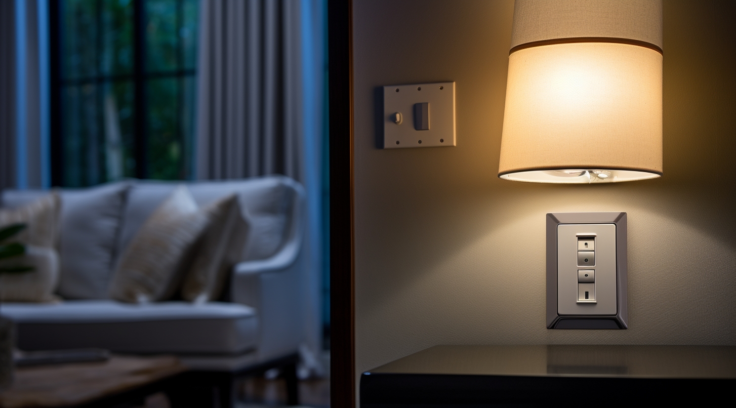 Smart Dimmer Light Switch on the wall of a luxurious house a view from an angle