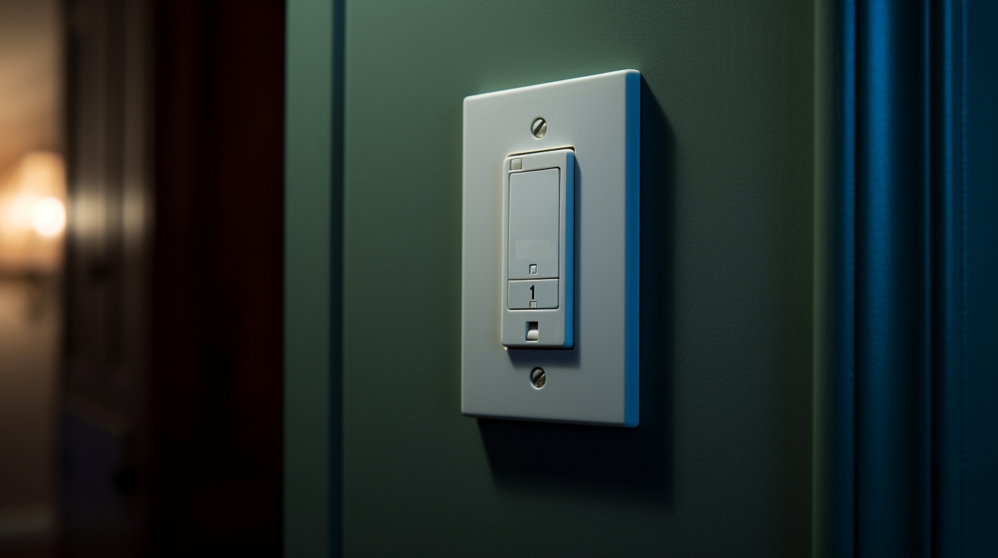 Smart Dimmer Light Switch on the wall of a luxurious house a view from an angle1